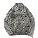 Men Denim Jacket Washed and Worn Denim Jacket Men Baggy Coat