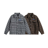 Unisex Jacket Autumn Striped Contrast Color Pocket Jacket