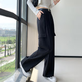 Palazzo Pants Retro Wide-Leg Pants Women's Casual Solid Color High Waist