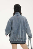 Unisex Jacket Autumn Heavy Washing Stitching Denim Women's Wear