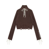 Women Sweater Short Knitwear for Girls Autumn Leisure Stand Collar