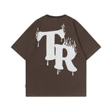 Men T Shirt Alphabet Graffiti Print Short Sleeve Men's Couple T-shirt