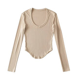 Women T-Shirt Female Spring and Autumn Solid Color Short-Sleeved T-shirt