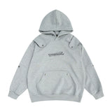 Men Hoodie Letter Embroidered Shoulder Pad Decorative Hooded Sweater