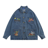 Men Denim Jacket Men's Lapel Shirt Jacket Spring and Autumn