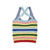 Women Vest Color Striped Vest Girls' Summer Short Letters Top