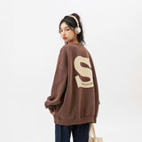 Unisex Hoodie Flower Casual Loose round Neck Sweatshirt Men's Coat