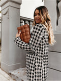 Plaid Trench Coat Autumn and Winter Long Sleeve Suit Collar Double Breasted Woolen Coat