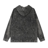 Men Denim Jacket Hooded Sweater Men's Washed Distressed Pullover Denim Clothing Autumn