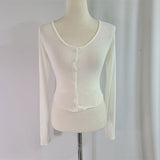 Women Long Sleeve Shirt Cardigan Top Women's Tight Bottoming Shirt