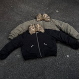 Unisex down jacket men's winter detachable fur collar