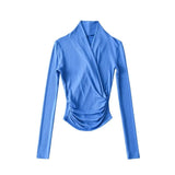 Women T-Shirt Large V-neck Long-Sleeved Top T-shirt Bottoming Shirt