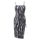 Women Desses Suspenders Dress Printed Spicy Midi Dress