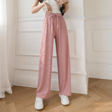 Palazzo Pants Knitted Wide-Leg Pants Summer High Waist Loose Drooping
