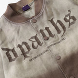 Men Denim Jacket Gradient Embroidered Letter Denim Jacket Loose-Fitting Jacket Top