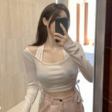 Women's Long Sleeve Shirt Autumn Top Women's Drawstring Short Long Sleeve