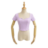Women T-Shirt T-shirt Women's Summer Short Sleeve Skinny V-neck Top