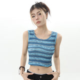 Women Vest Striped Short Style Vest Girls Summer Sleeveless Sports