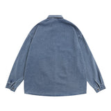 Men Long Sleeved T Shirt Embroidered Denim Shirt All-Matching Loose Casual Spring and Autumn Long Sleeve Shirt Coat