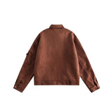 Unisex Jacket Autumn Fake Two Pieces Deerskin Leather-Patch Jacket Women's Clothing