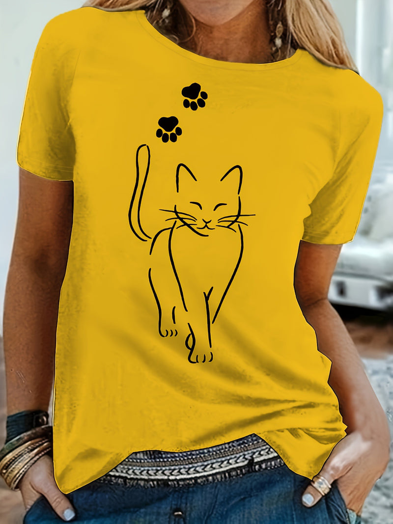Plus Size Casual T-shirt, Women's Plus Cute