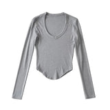 Women T-Shirt Female Spring and Autumn Solid Color Short-Sleeved T-shirt