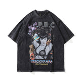 Men T Shirt American Retro Figure Printed Short Sleeve T-shirt Men and Women Hip Hop Loose