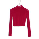 Women Long Sleeve Shirt Spring and Autumn Undershirt Women's Short Top