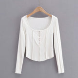 Women T-Shirt Top T-shirt Women's Design Patchwork Base Long Sleeve