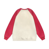 Men Hoodie Burger Bread Color-Block Crew Neck Sweatshirt Loose Pullover Top