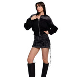 Women Sweatshirt Spring and Autumn Women's Short Zipper Denim Baseball Uniform