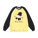 Men Hoodie Printed Crew Neck Sweatshirt Men's Color Matching Long Sleeve Autumn and Winter