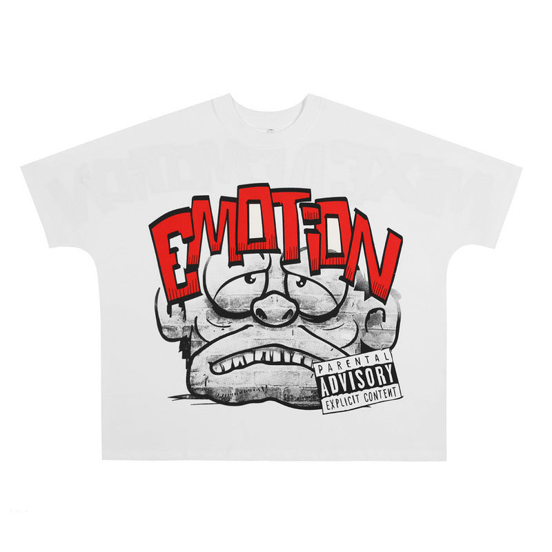 Mixed Emotion T-Shirt Crew Neck Loose Short Sleeve