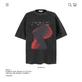 American vintage street T-shirt pure cotton retro portrait print men and women summer loose half sleeves