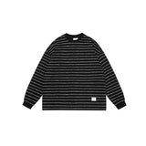 Unisex Hoodie Striped Loose Long Sleeve T-shirt round Neck Sweater