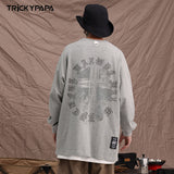 Men Long Sleeve Shirt Tkpa Vintage Letter Printed Long Sleeve T-shirt Men and Women Loose Top Ins