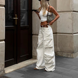 Women Cargo Pants Overalls Women's Casual Wide-Leg Pants Trousers