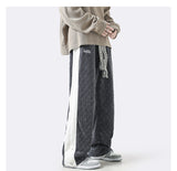 Men Sweatpants Men's Spring Sports Pants Stitching Wide-Leg Straight Pants