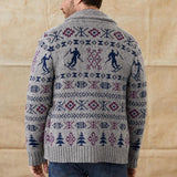 Men Sweater Fall Winter Men Lapel Long Sleeve Sweater Casual Sweater