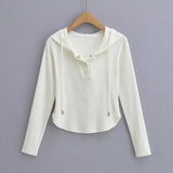Women T-Shirt Hooded Long-Sleeved T-shirt Female Spring Undershirt