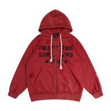 Men Hoodie Hooded Sweater Letter Print Distressed Men Autumn Coat