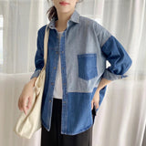 Women T-Shirt Autumn Loose Denim Shirt Women's Long Sleeve