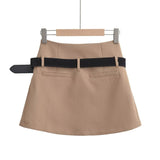 Women Skirt Preppy Style High Waist Spring and Summer Skirt Pantskirt