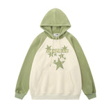 Men Hoodie Five-Pointed Star Paste Cloth Embroidery Hooded Loose Sweater