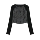 Women Long Sleeve T-Shirt Ripped Short-Sleeved T-shirt Girls Slim Design