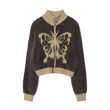 Women Sweater Knitted Cardigan Women's Casual Multicolor Zipper Sweater Coat