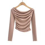 Women T-Shirt Autumn Long Sleeve Slim Long Sleeve Solid Color Ladies T-shirt