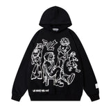 Men Hoodie Line Figure Printed Hoodie Loose Autumn and Winter Pullover Hoodie