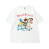 Men's T-shirt Spring and Summer Men's Cartoon Printed Casual Short-Sleeved T-shirt Men's and Women's