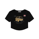 Women T-shirt Printed Short T-shirt Girls Summer round Neck